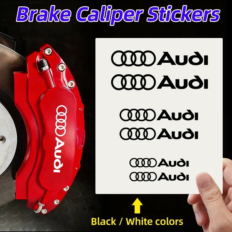 

6PCS For Audi S3 S4 S5 S6 S7 S8 S RS A3 A4 B8 8P 8V A6 C7 A5 Q5 B7 B6 Car Brake Decorative Stickers Wheel Hub Styling Decals