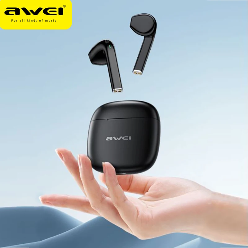 Awei T26 Pro TWS Earphone Nirkabel Bluetooth 5.3 Headphone Tahan Air Stereo Headset Olahraga Earbud Noise Reduction dengan Mikrofon