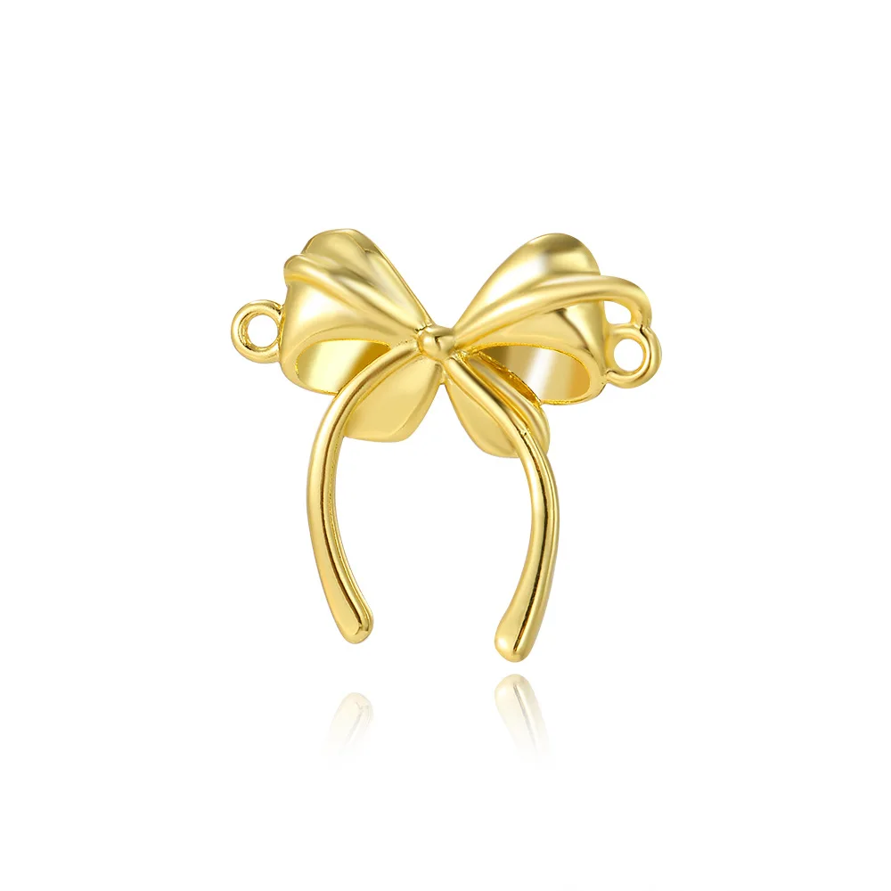 3 popular fashion zircon bow double hole connector with bracelet necklace DIY jewelry handmade accessories making materials