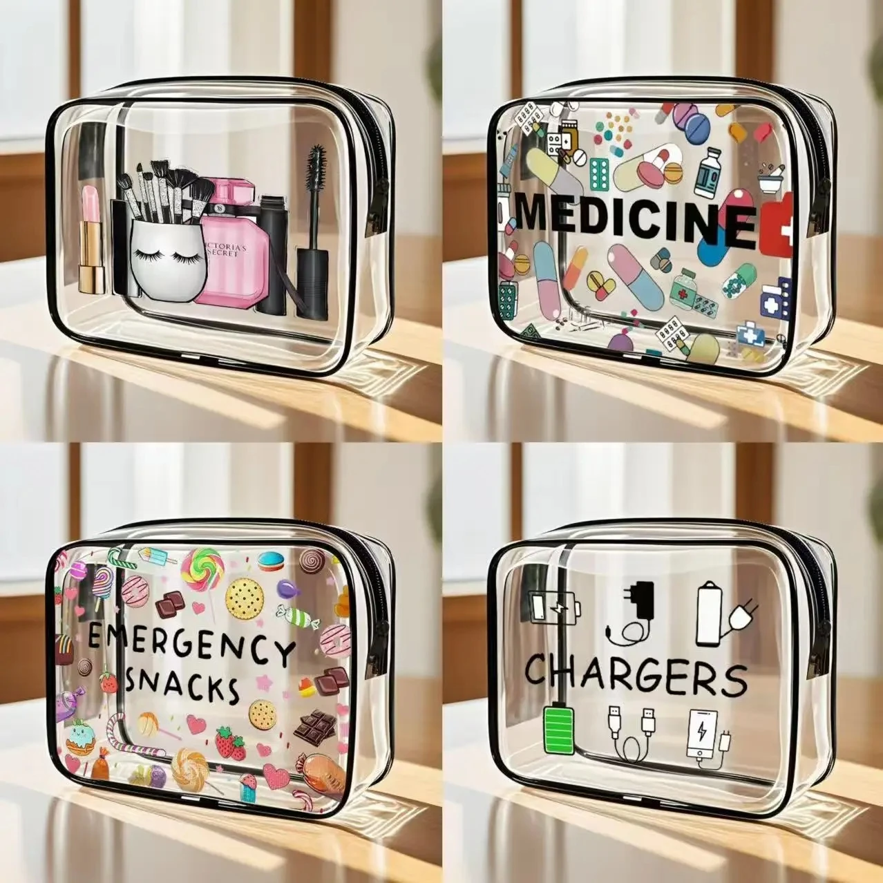 حقيبة مستحضرات تجميل بسحاب من مادة PVC عالية الجودة للنساء والفتيات - منظم سفر خفيف الوزن بسعة كبيرة #1