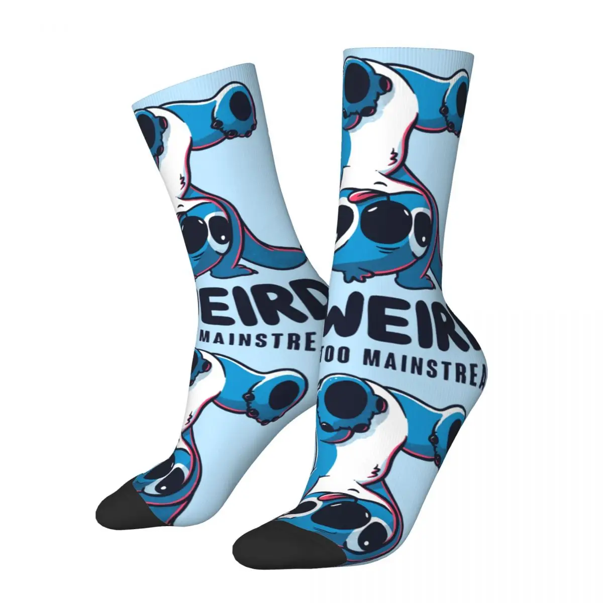 Be Weird Funny Alien Experiment Men's Socks Vintage Harajuku Disney Lilo & Stitch Film Street Style Novelty Seamless Crew Sock