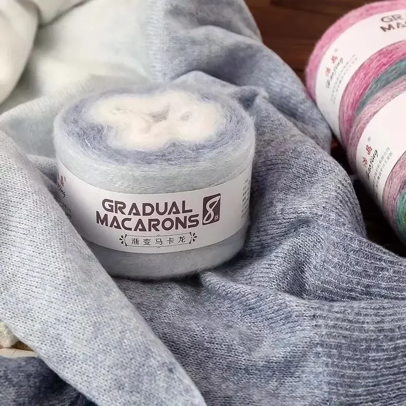 100 جرام/لفة الموهير كرة صوف للحياكة اليدوية سترة كروشيه سترة وشاح هدية قسم الصباغة معكرون اللون نظام غزل الصوف