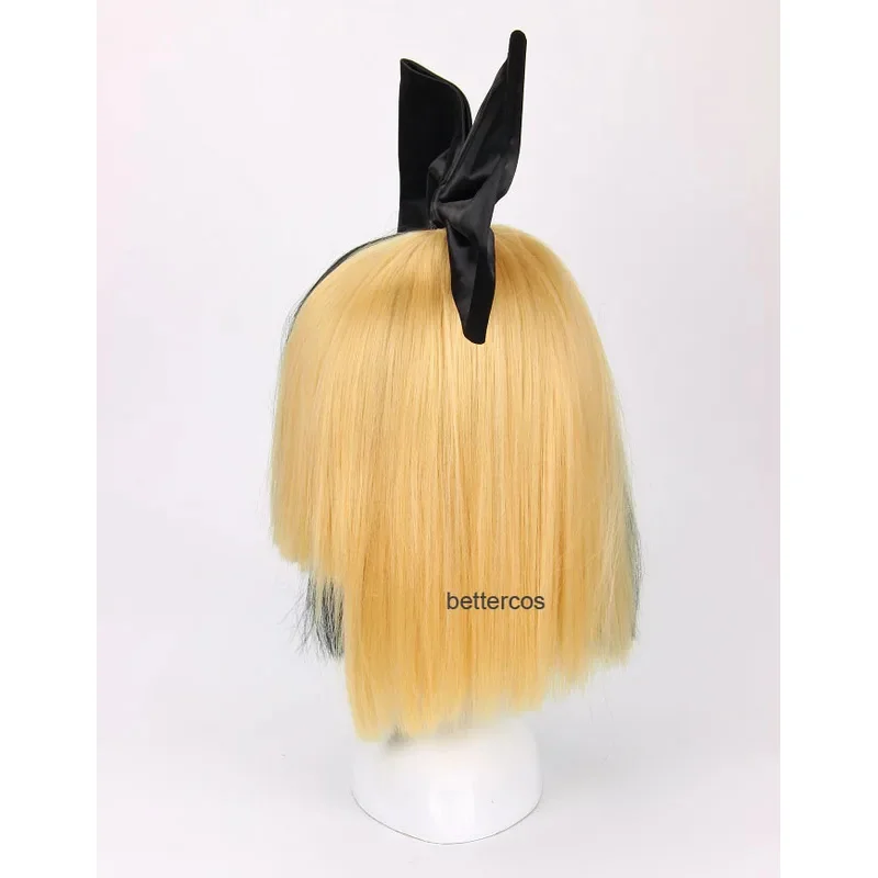 Candy 2025Sia Alive This Is Acting Black Half Light Blonde Covers Augen und Nase Hitzebeständiges Haar Cosplay + Perücke C