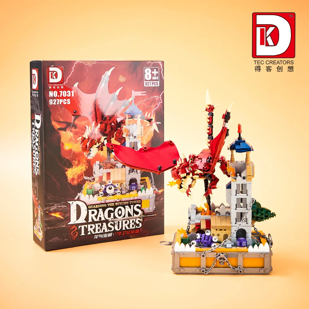 

7031 Dragon and Treasure Guard Witch Tower Building Block Creative Assembly Toy Gift
