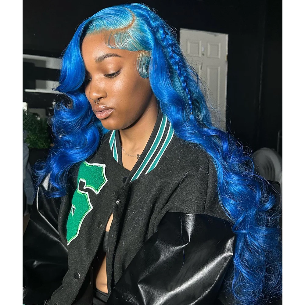 Linhua Hair Body Wave Ocean Blue 13X6 Lace Frontal Wig Preplucked With Baby Hair 180% Peruvian #613 Remy 5x5/4x4/13x4 Lace Wigs