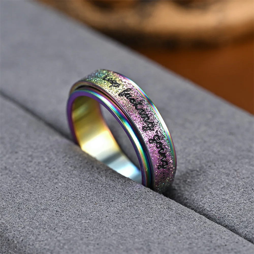 Hot Selling New Stainless Steel 6MM Frosted Rotating Rings For Women Men Jewelry Accessories Wholesale Dropshipping Size 6-12
