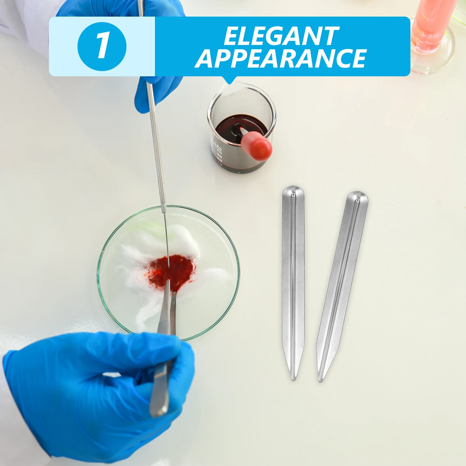 

3pcs Stainless Steel Jewelry Shovel Lab Scoop Curved Pointed End Powder Paste Bead Transfer Mixing Tool Dual-End