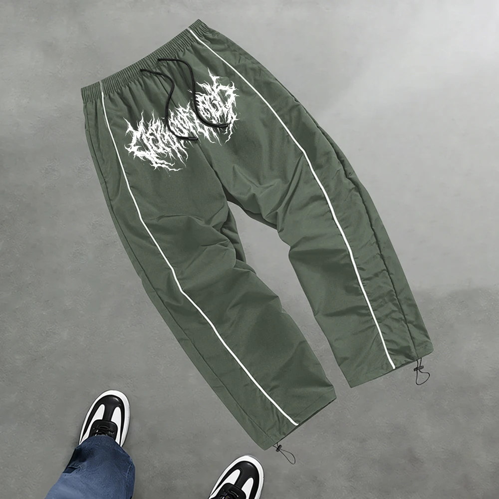 

Men's Unique Thorn Print Athletic Pants Outdoor Striped Patchwork Casual Trouser Suitable For Daily Fitness Training And Commute