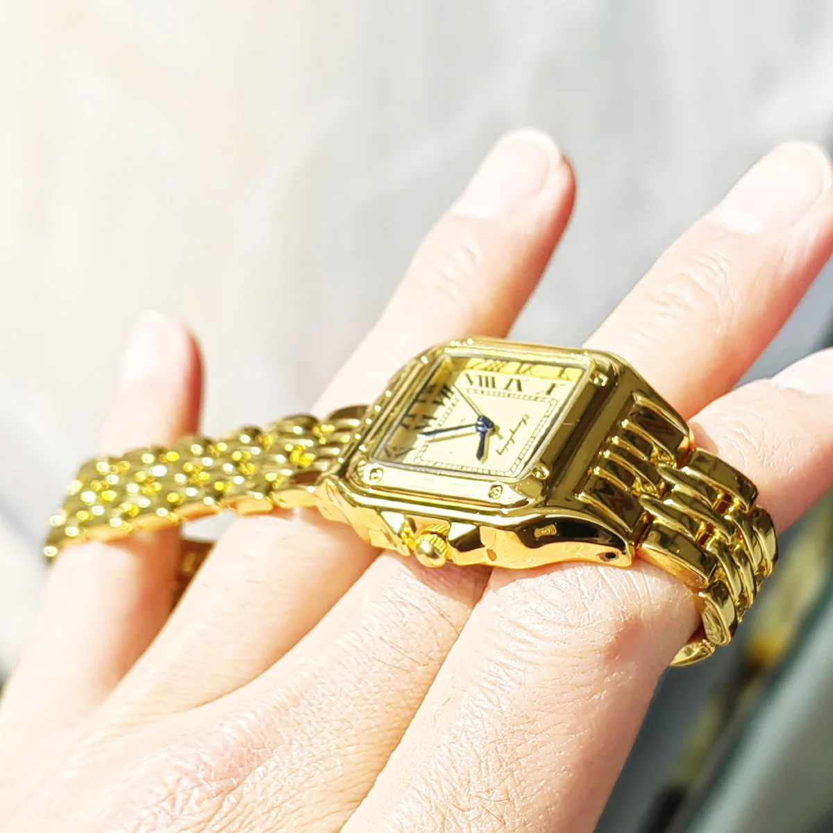 Couple Watches Square Simple Design Couple Quartz Watch Fashion Stainless Steel Women's Watch