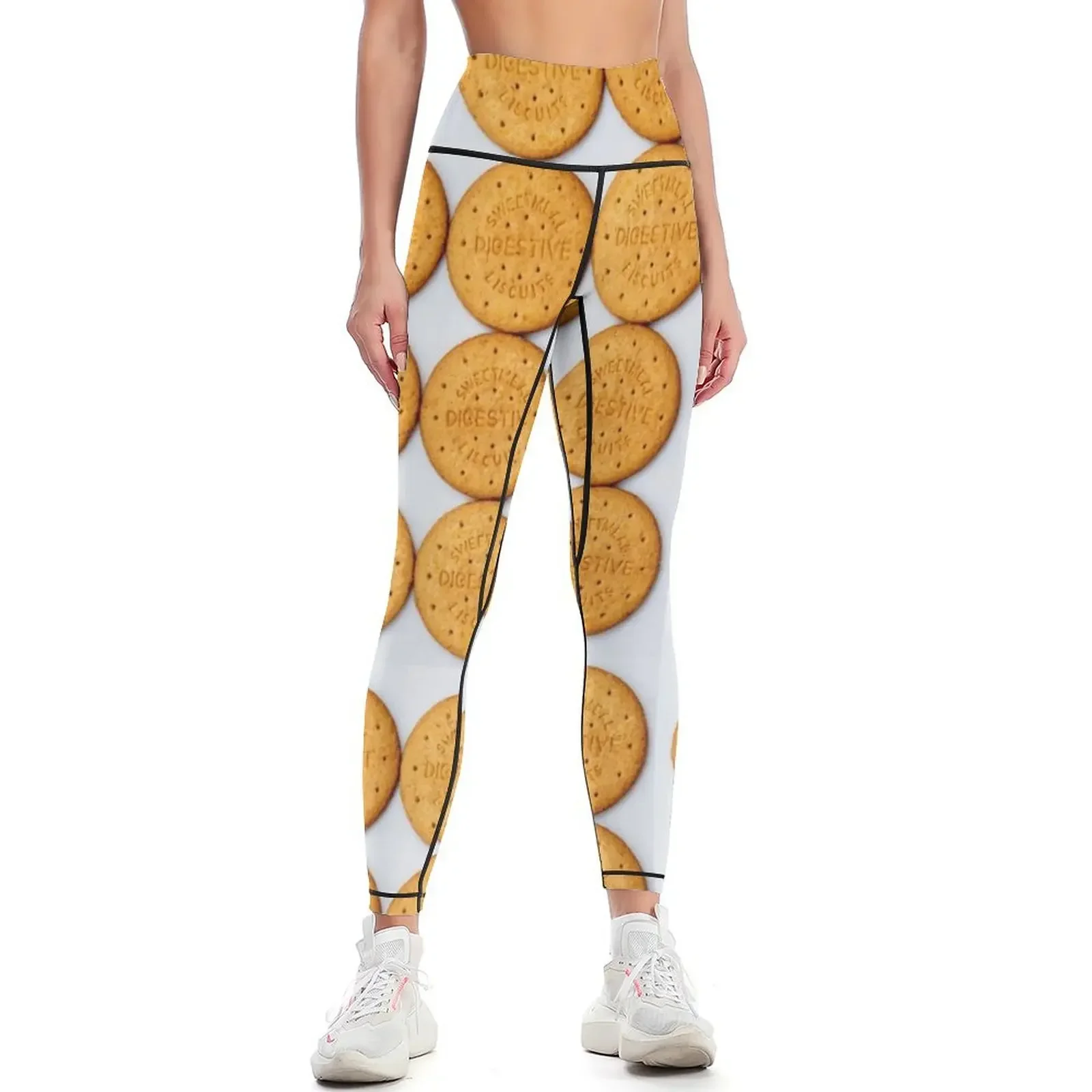 Leggings deportivos con diseño de galletas digestivas, pantalones deportivos, leggings deportivos con efecto push-up para mujer