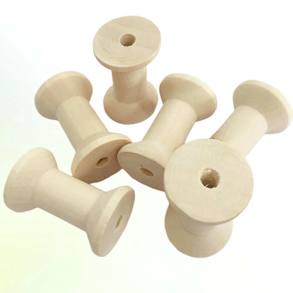 10 Pcs Sewing Thread Holder Weaving Bobbins Empty Spools Embroidery Wire Clips Wood Craft to Weave