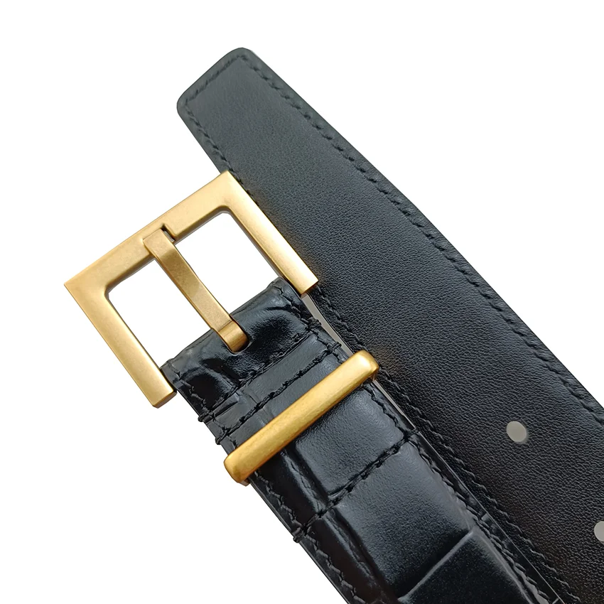 

men's and women's wide buckle3.8 cm Gu Shuai new design men's and women's belt high-quality cowhide leather double-sided fr