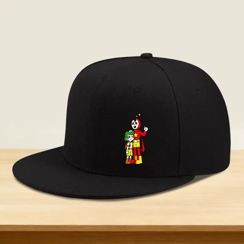 1pc Hipster Cap with Superhero Cartoon Print, Flat Brim High Top, Men'S and Women'S Outdoor Style, Ideal Gift for Camping Picnic