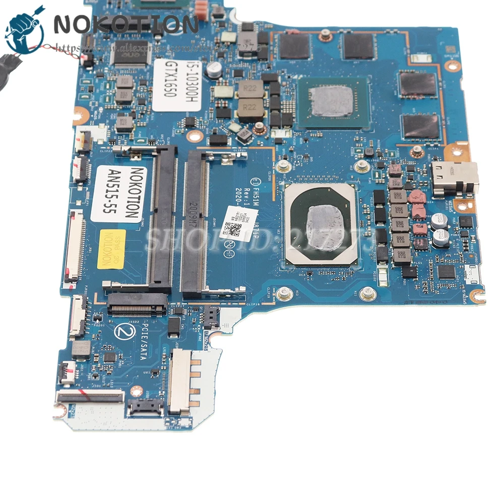 NOKOTION FH51M LA-J871P REV 1B NBQ7R11002 NB.Q7R11.002 For Acer AN515 AN515-55 Laptop Motherboard With I5-10300H CPU+GTX1650 4GB