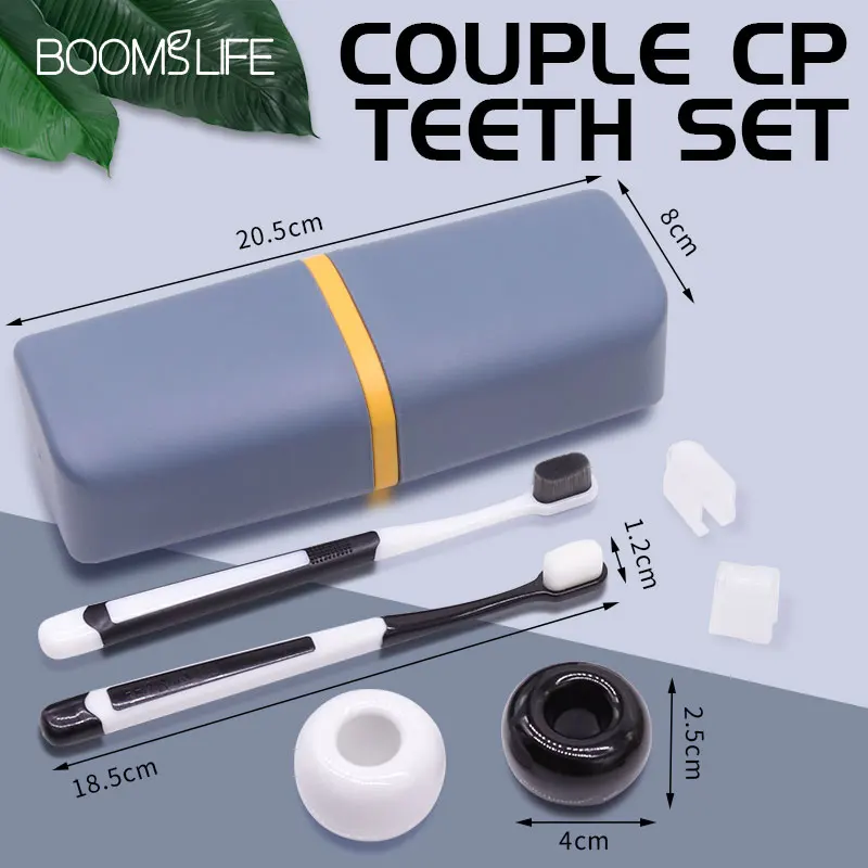 2 pz/set coppia spazzolini da denti Ultra-fine Soft Million spazzolino da denti con setole Nano pulizia profonda kit da viaggio portatile per la