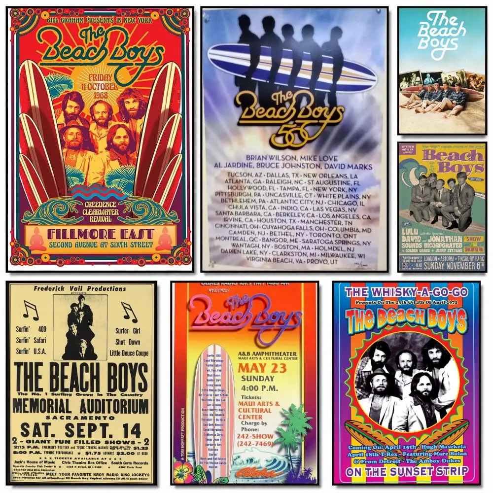 band T-The Beach Boys-S Poster Removable Wall Sticker for Home Cafe Bar Office Interior Decor