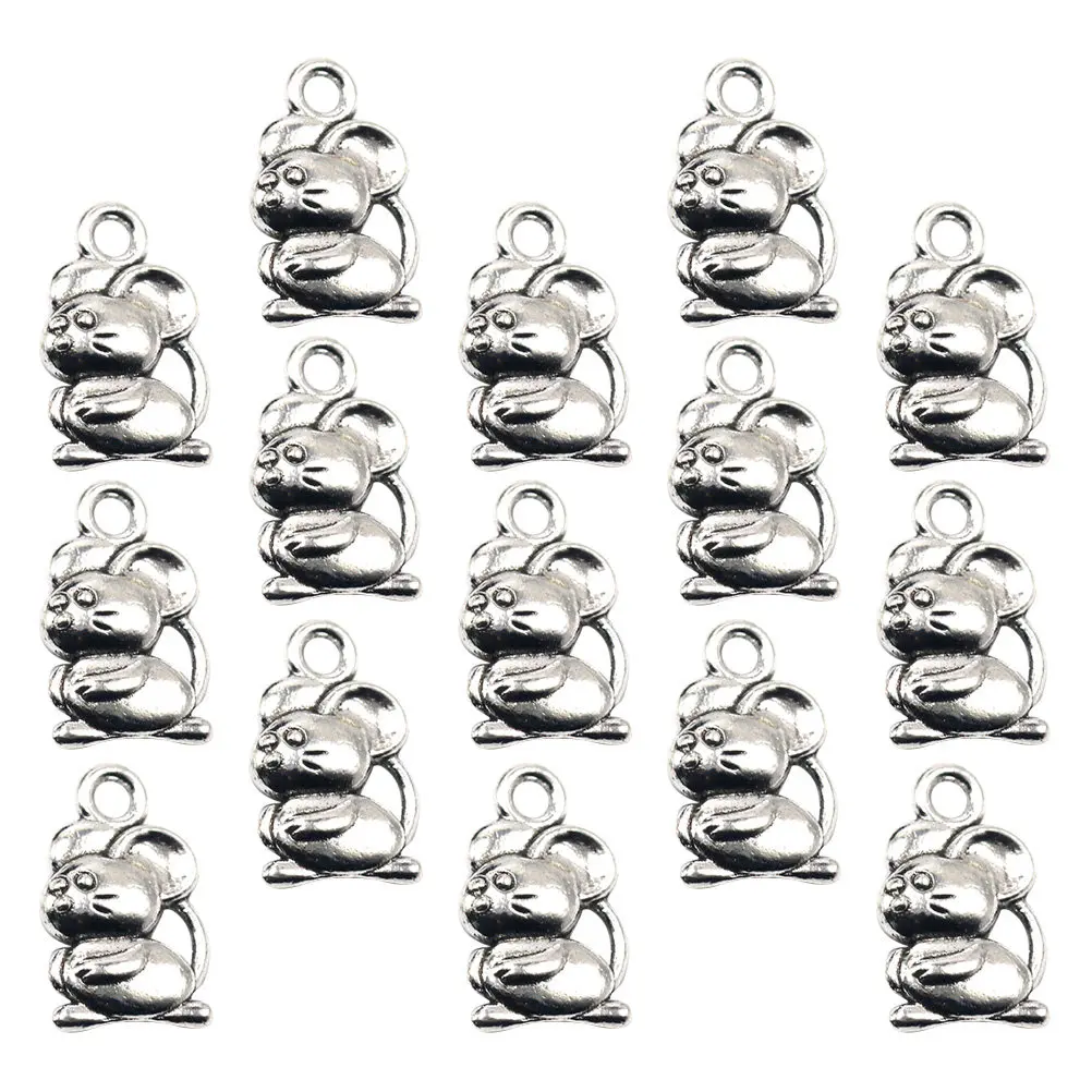 50Pcs Alloy Rat Pendant Charms Chinese Zodiac Theme DIY Jewelry Set for Necklace Bracelet Earring Keychain Anklet Scrapbooking