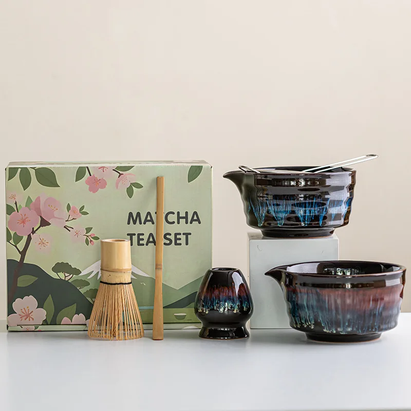 

Набор матча «Небесная глазурь» 5 в 1, керамический шепован с эффектом «Звездная ночь» и эмалью «Золотой песок», бамбуковый венчик для чая ​