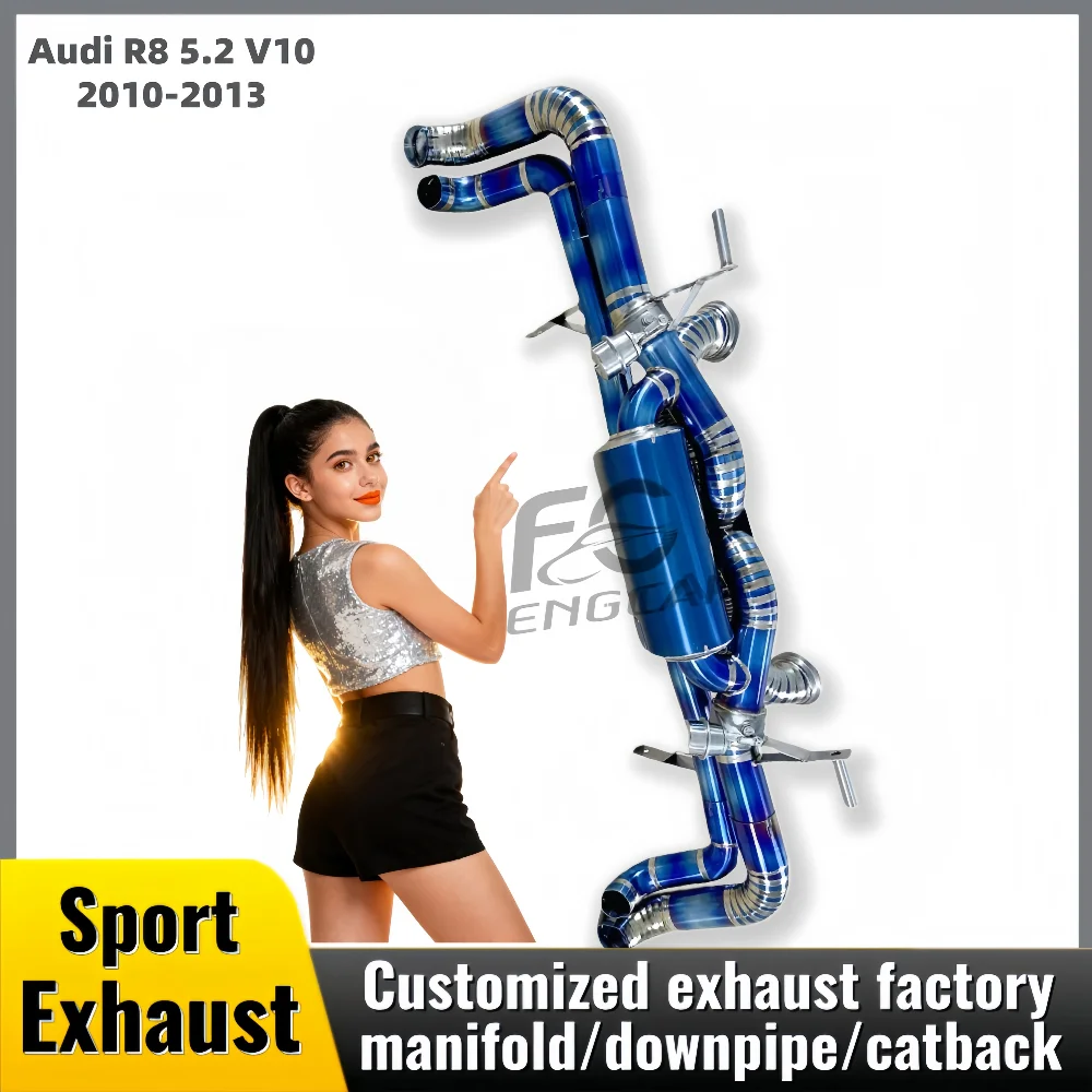 

Вакуумный клапан выхлопной трубы Catback для Audi R8 5,2V10 2010-2013, глушитель из титанового сплава, гоночная модификация выхлопной трубы