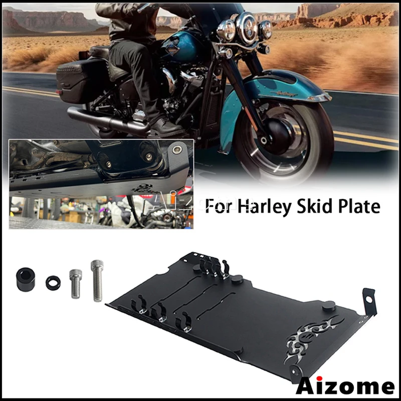 Motorcycle Engine Guard Skid Plate 4mm Thick Aluminum Powder Coated Protector For Harley Softail 2018‑2026 Low Rider Street Bob