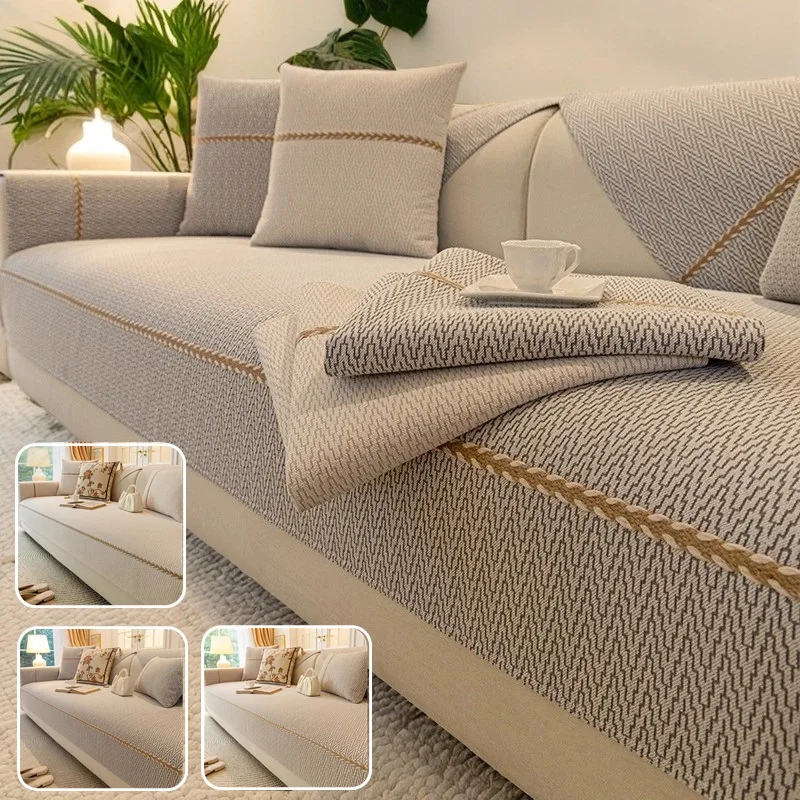 

1/2/3 Seater Chenille Anti-slip Sofa Towel Anti-Cat Scratch Sofa Cover for Living Room Corner Couch Cushion Minimalist Couch Pad