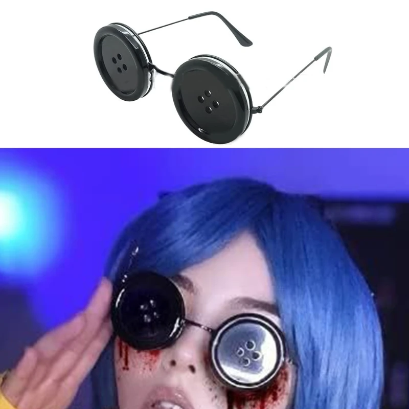 Coraliny okulary z guzikami Halloween Cosplay rekwizyty do okularów nowość śmieszne okulary do innych akcesoriów do kostiumów matki