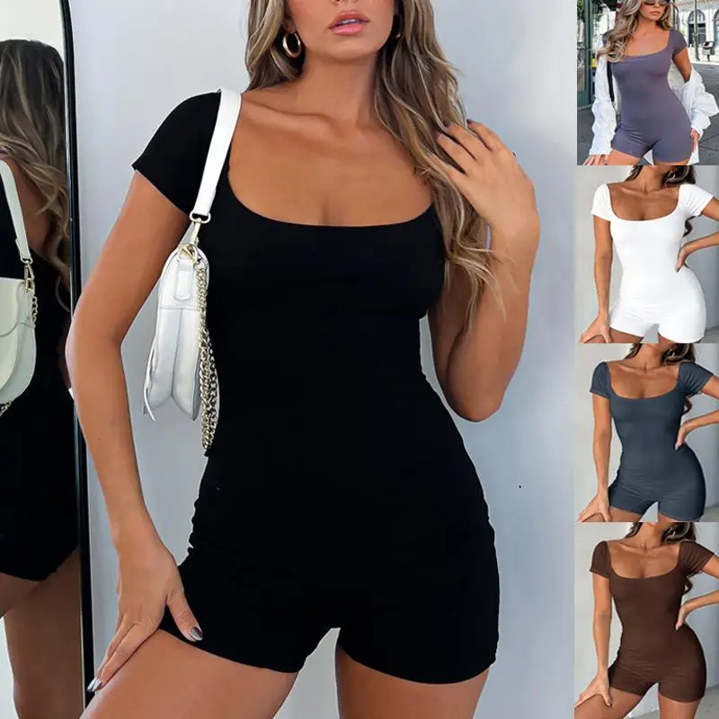 

Женский комбинезон с широким воротником и низкой талией, укороченные брюки, осенняя мода 2024, женский цельный костюм, удобный крой