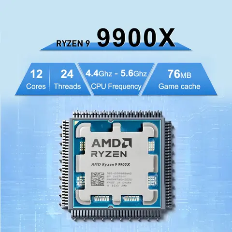 AMD R9 9900X Ryzen 9 9900x 5,6 GHz Serie 9000 DDR5 12 core 24 thread L3 = 64M Presa cache gioco AM5 TDP 120W Nuovo ma senza ventola