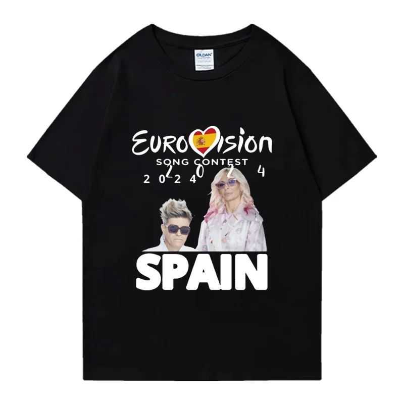 Hot sale Eurovision 2024 Event Spain singer print T-shirt Men Women  Summer 100% Cotton Tops Unisex vintage short sleeve Tees