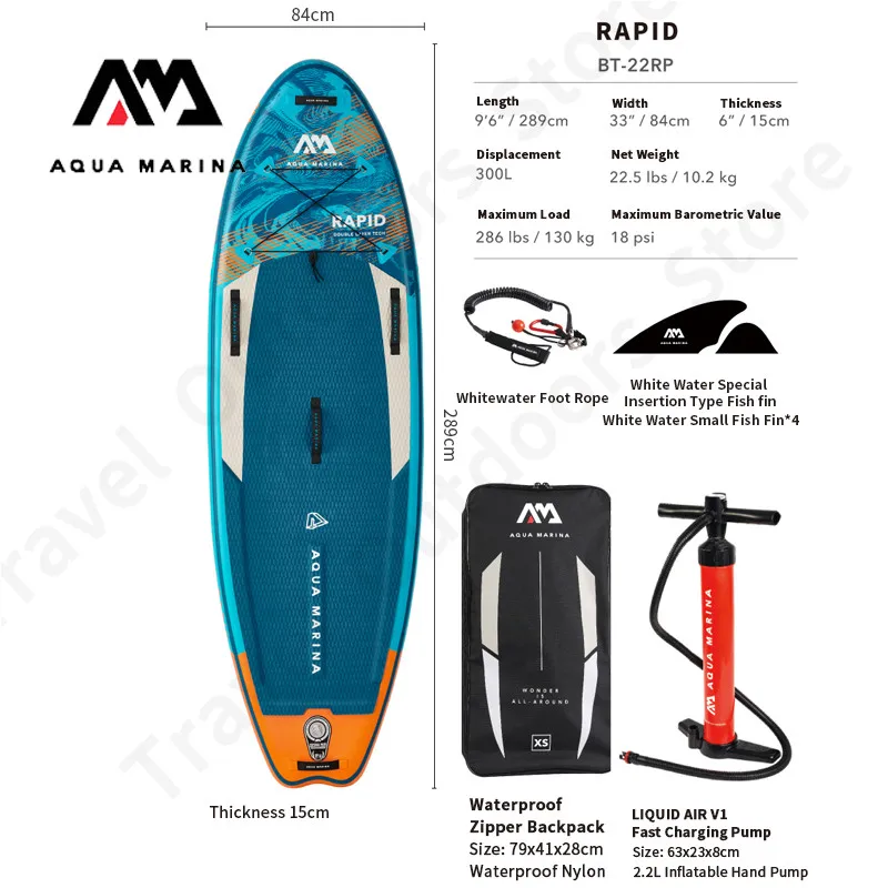 AQUA MARINA RAPID 2.8M Forest Drift Style Surfboard River Course Surfing Stand Up Inflation Paddle Board Fit Whitewater Area