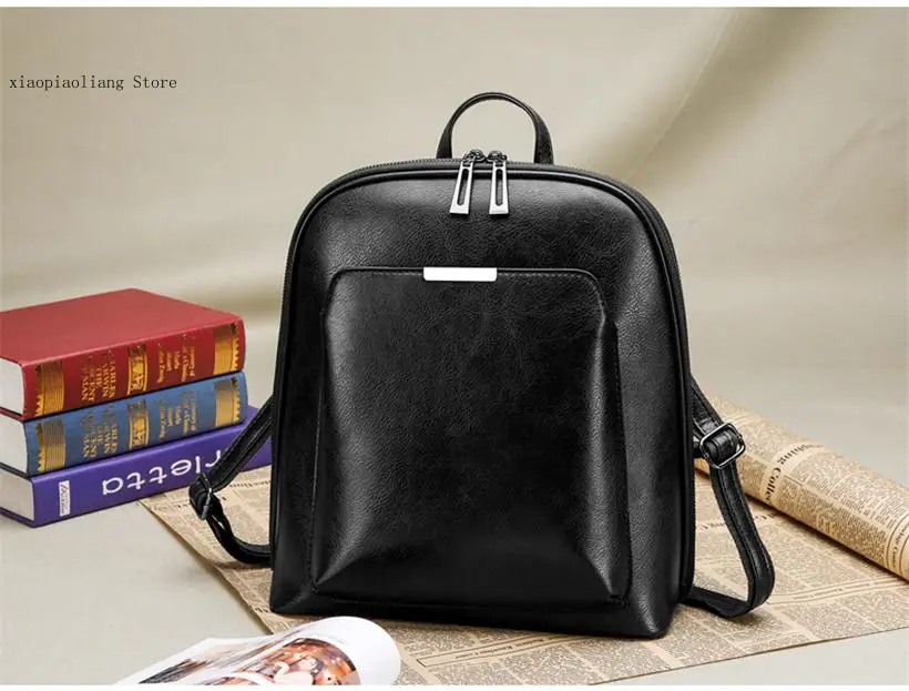 Large Capacity Leisure Shoulder Bag Vintage Women Backpack High Quality Leather School Bags for Girls Lady Simple Style Backpack