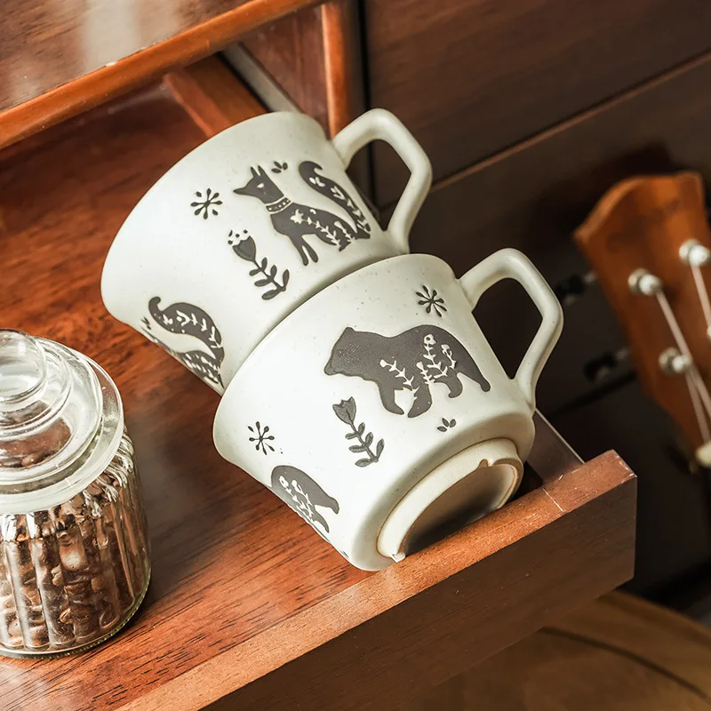

Japanese Style Household Drinking Cup, Coffee Mug, Drinkware Retro Office Creative Couple Gift Ceramic Cups Drinking Utensils