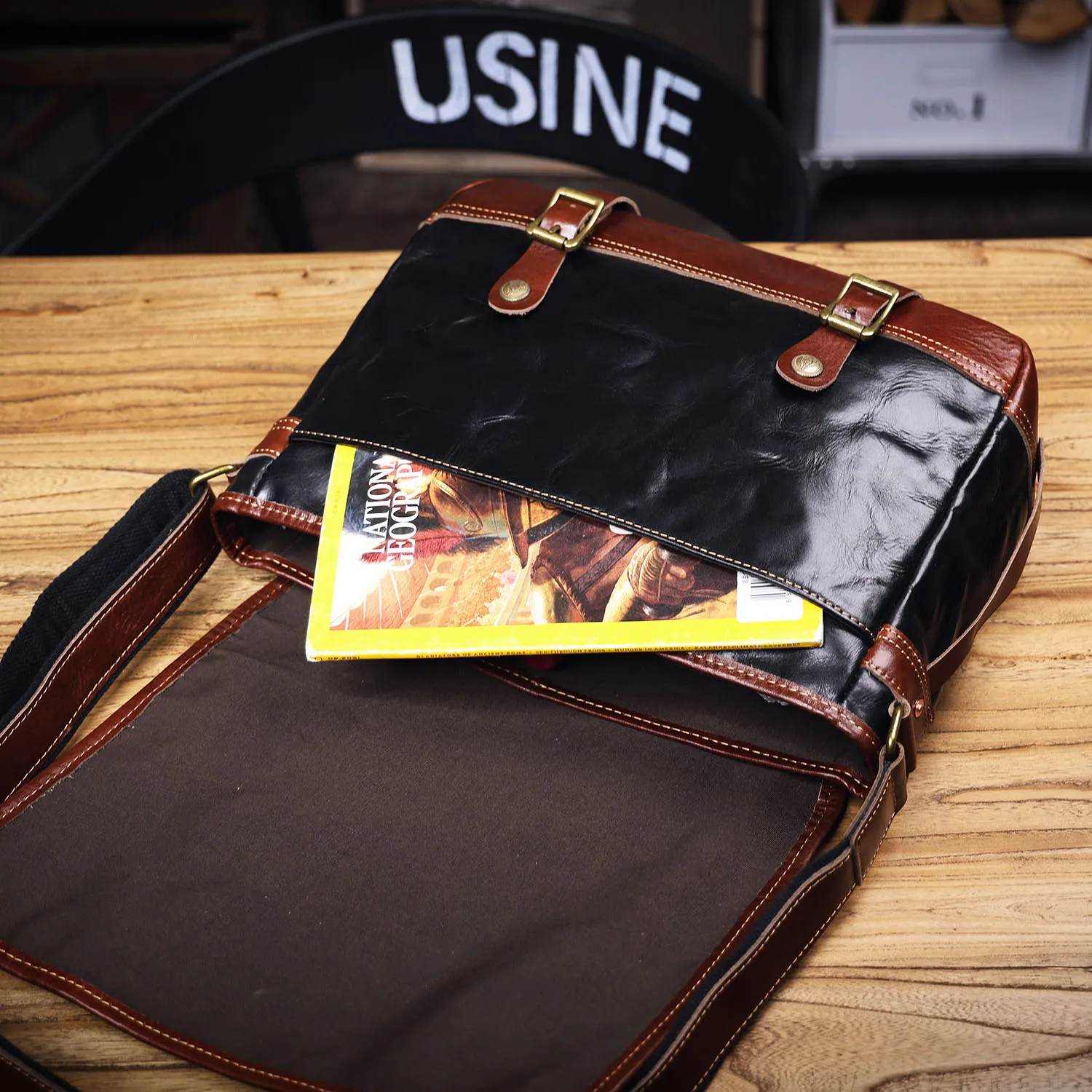 S.WORKER Vintage Echtleder Herren-Umhängetasche Crossbody-Taschen Crazy Horse Rindsleder Schultertasche Top-Layer Mode – Detail 11