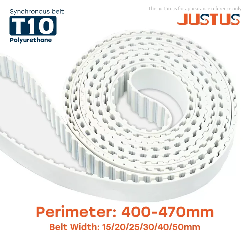 T10 Polyurethane Closed Loop Timing Belt Perimeter 400/410/420/430/440/450/460/470mm Pitch 10mm T10 Belt Width 15-50mm