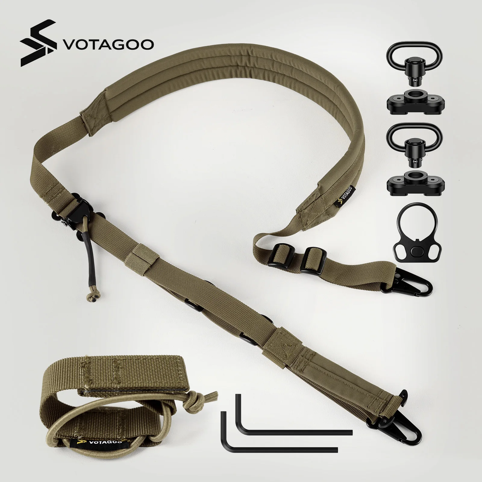 VOTAGOO QD Sling 2-point Sling With Quick Adjustment Gun Strap And HK Hook Soft Shoulder Pad Sling, Used For Hunting Tactical