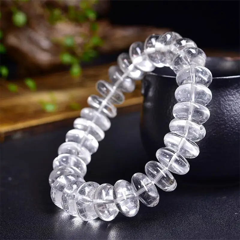 10X5MM Natural Clear Quartz Bead Bracelet Fashion Stone Handmade Strength Yoga Healing Energy Jewelry Gift 1PCS