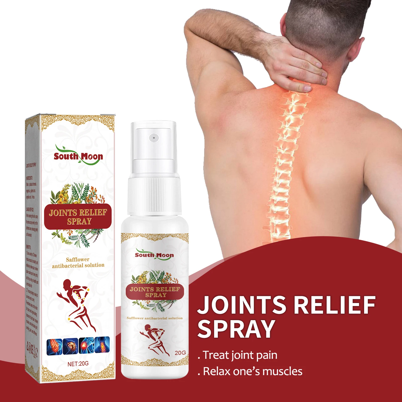 

Joints Relief Spray Pain Relief Plaster Spray Relieve Muscle Pain Lumbar Disc Herniation Muscle Strain Safflower Antibacteria