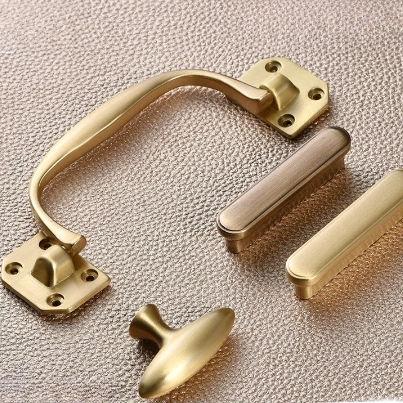 Antique Brass Handles in New Chinese Style for Drawers, Wine Cabinets, Wooden Boxes - Golden Retro Cabinet Door Pulls