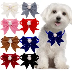 20PCS Handmade Adjustable Pet Collar Dog Grooming Accessories Dog Bow With Drill For Dogs and Cat Dog Bowties Pet Supplies