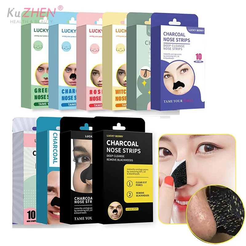 10 Pcs/Pack   Bamboo Charcoal Blackhead Removal Nose Mask Deep Cleaning Pore Acne Strips Nose Care Patch Smooth Skin Beauty Tool