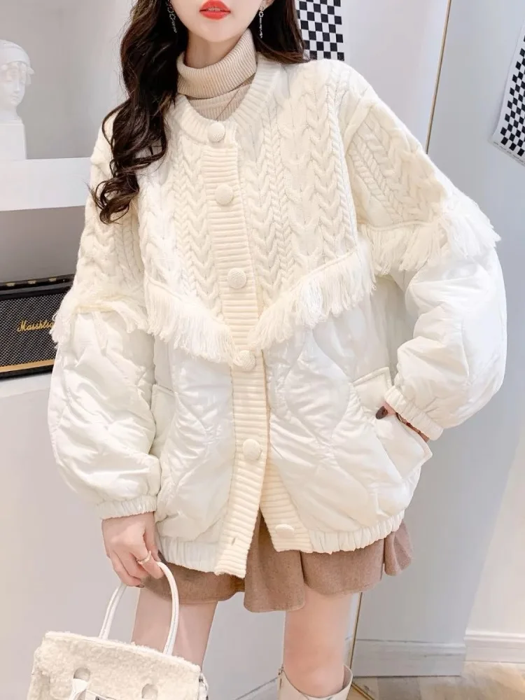 

Spring Fashion Tassel Knitted Cardigan Sweater Women Autumn Casual Loose Female Street Sweater Cotton Jacket Coat Outwear