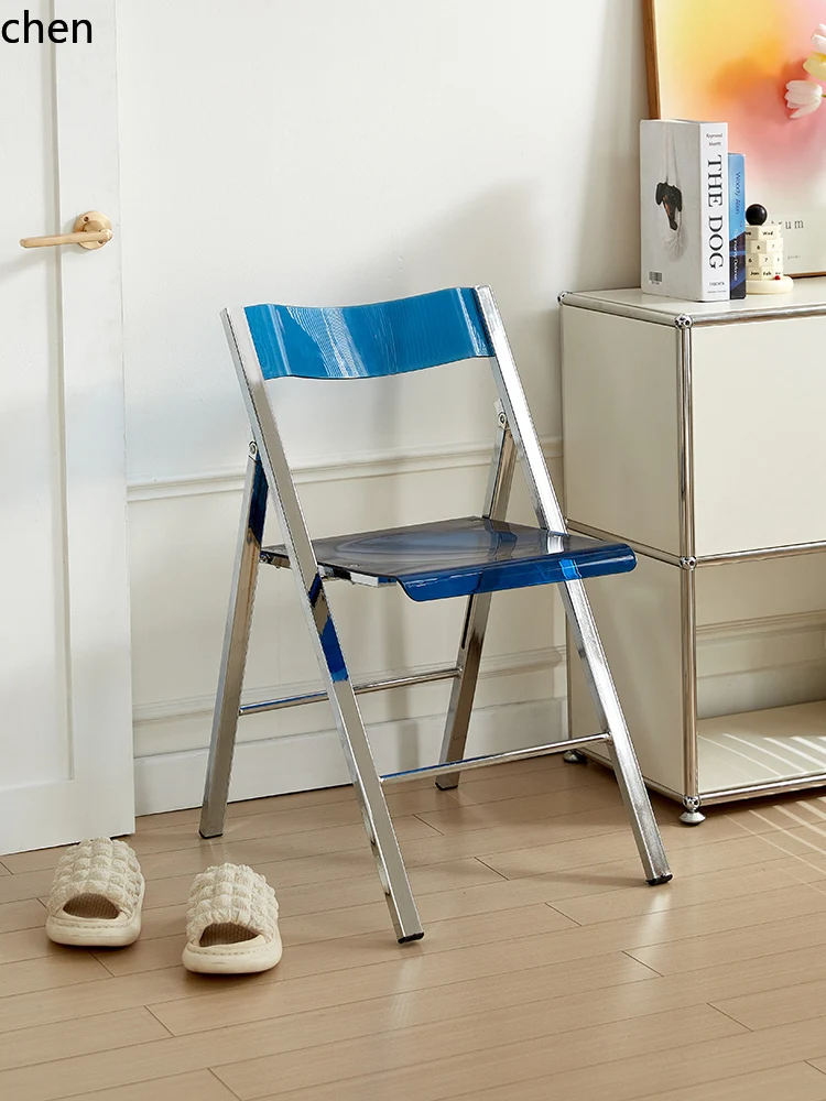 HTT Thickened Acrylic Folding Chair Home Internet celebrity ins Backrest Dining Chair Modern Simple Casual