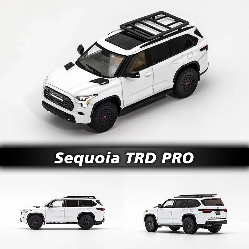 GCD In Stock 1:64 Sequoia XK80 TRD PRO White Diecast Diorama Car Model Toys