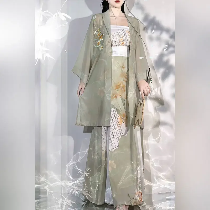 Chinese Style Hanfu Dress Set Female Elegant Song Dynasty Floral Print Princess Cosplay Costume Women Sweet Fairy Dance Dress