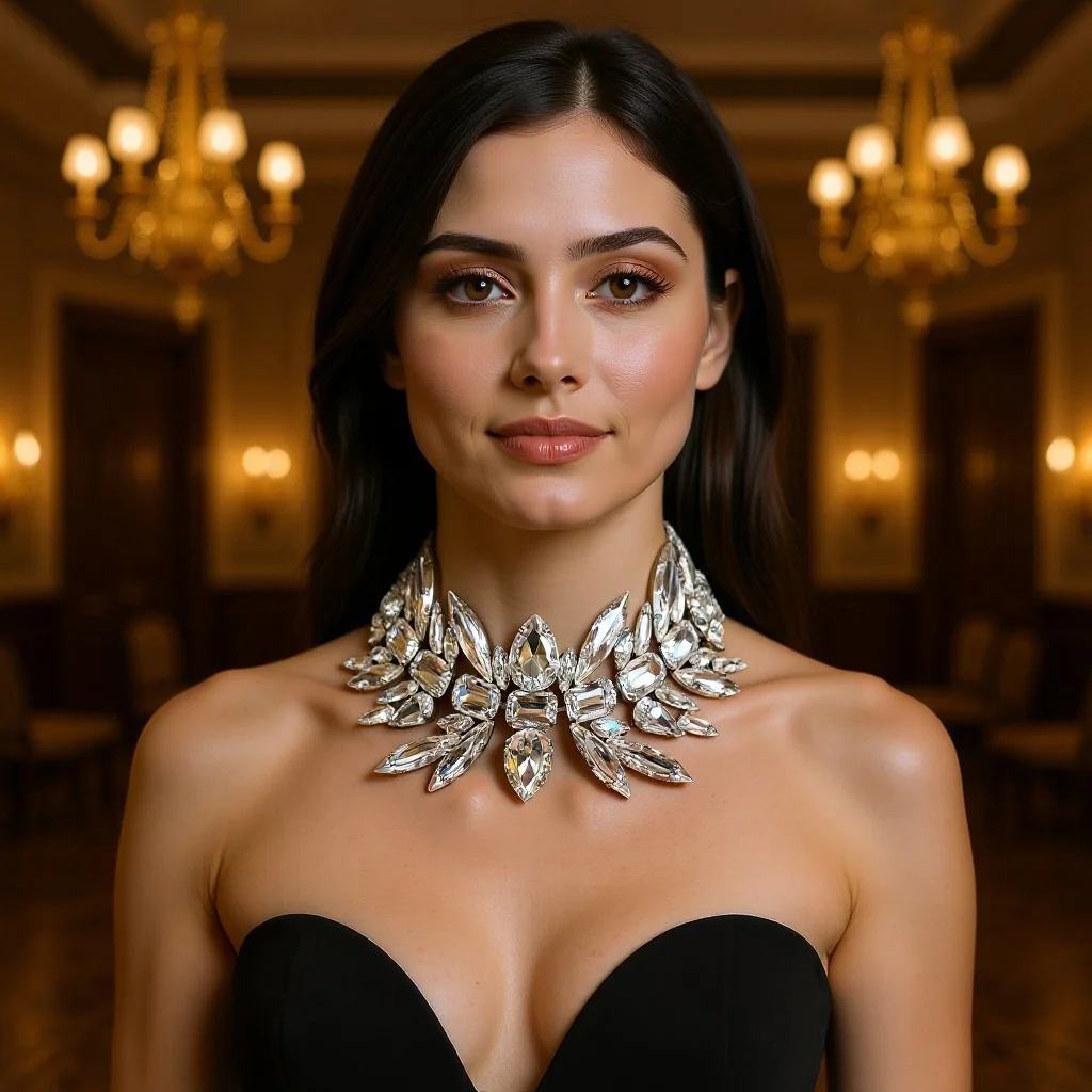 Best-selling full-diamond and crystal Amazon best-selling geometric necklace, exaggerated crystal necklaces for stage wear