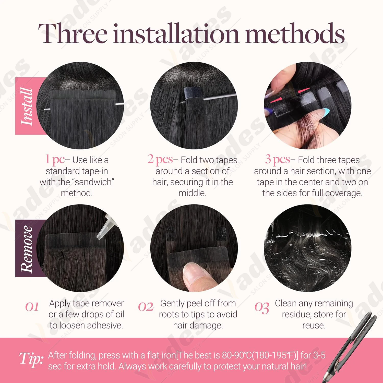 VEDES شريط صغير في وصلات الشعر آلة لحمة جلد الشعر البشري-شريط طبيعي ريمي في ملحقات 10 قطعة للشريط الجانبي على الشعر #6