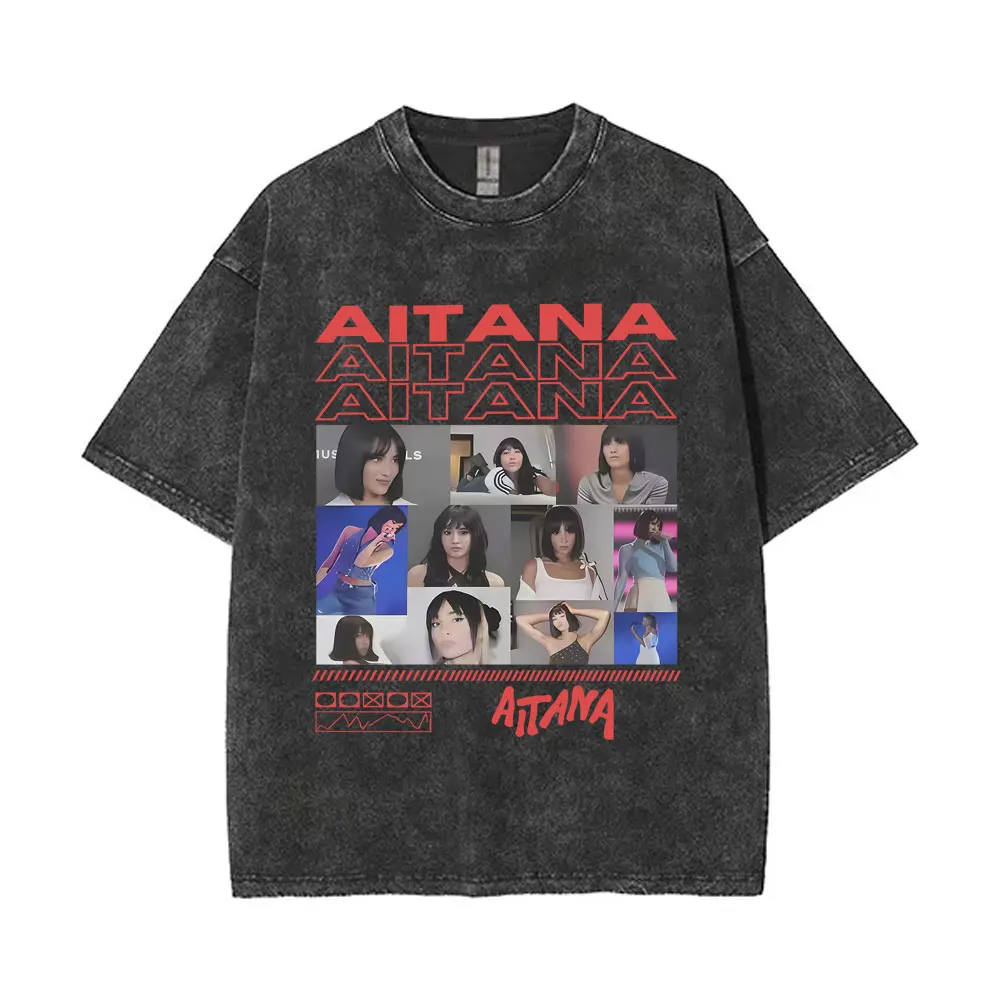 

Washed Vintage Singer Aitana CUARTO AZUL Tour 2025 T Shirts Men Women Fashion Oversized T-shrit Unisex Casual Cotton T-shirts