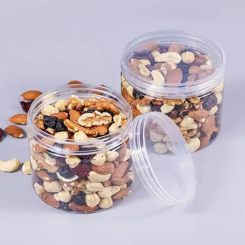 New Clear Sealed Can with Lid Circular Storage Bucket Plastic Food Jar Food Grade Sealed Empty Packing Bottle