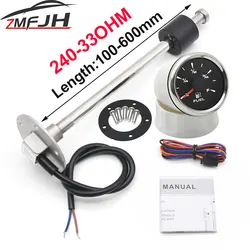 Car Boat Marine 52mm Fuel Level Gauge with Fuel Sending Unit 240-33ohm 8 Color Backlight Oil Tank Level Indicator Customized