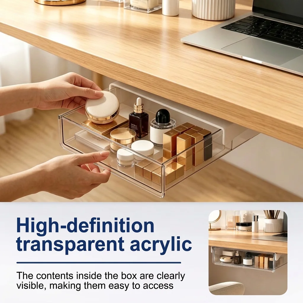 Small Clear Self Adhesive Drawer Organizer Separates Loose Items For A Tidy Drawer And Makes Contents Easy To See And Reach